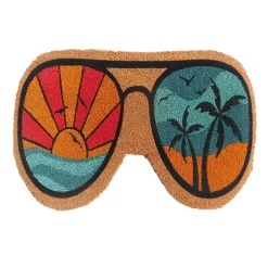 Paillasson d'entrée lunettes de soleil antidérapant en fibre de coco multicouleurs L.60 x l.40cm Ornami