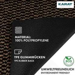Paillasson Mélange, Tapis de Porte pour l'entrée, label OEKO-TEX standard 100, Noir/Marron, 200 x 250 cm