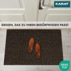 Paillasson Mélange, Tapis de Porte pour l'entrée, label OEKO-TEX standard 100, Noir/Marron, 200 x 250 cm