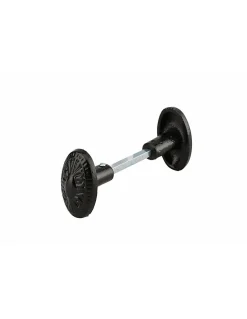 Paire de boutons en fonte peinte pour porte, carré 6mm, fourreau adaptateur 7mm, noir - THIRARD