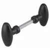 Paire de boutons ovoïdes pour porte d'entrée, carré 7x90mm, 1 portée, noir - THIRARD
