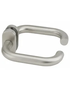 Paire de béquilles arrondies pour porte, carré 7 mm, aspect inox - THIRARD