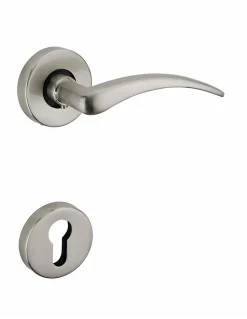 Paire de béquilles avec rosaces pour porte, carré 7mm, nickelé satiné - SP
