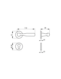 Paire de béquilles avec rosaces pour porte, carré 7mm, nickelé satiné - SP