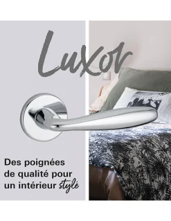 Paire de béquilles Luxor pour porte, carré 7mm, chromé brillant - THIRARD