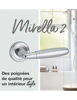 Paire de béquilles Mirella2 pour porte, carré 7mm, chromé brillant/satiné - THIRARD