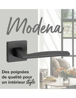 Paire de béquilles Modena pour porte, carré 7mm, noir mat - THIRARD