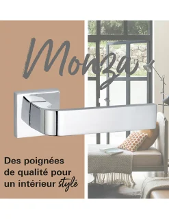 Paire de béquilles Monza pour porte, carré 7mm, chromé brillant - THIRARD