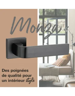 Paire de béquilles Monza pour porte, carré 7mm, noir mat - THIRARD