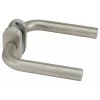 Paire de béquilles pour porte, carré 7mm, rosace ovale, aspect inox - THIRARD