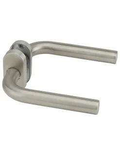 Paire de béquilles pour porte, carré 7mm, rosace ovale, aspect inox - THIRARD