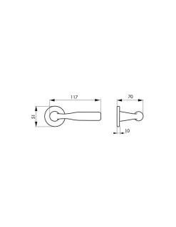 Paire de béquilles pour porte, laiton, carré 7mm - SP