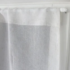 Paire de petits rideaux aspect lin finition pointe (60x160 cm - Blanc)