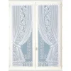 Paire de petits voilages " - Effet Double Voilages" (60x120 cm - Blanc)