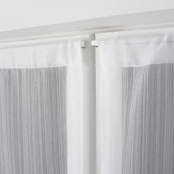 Paire de petits voilages à bande tissée (60x90 cm - Blanc)