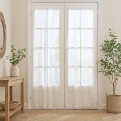 Paire de petits voilages droits finition passe tringle (70x220 cm - Blanc)
