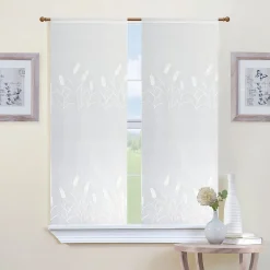 Paire de petits voilages brodés pour fenêtre (60x120 cm - Blanc)