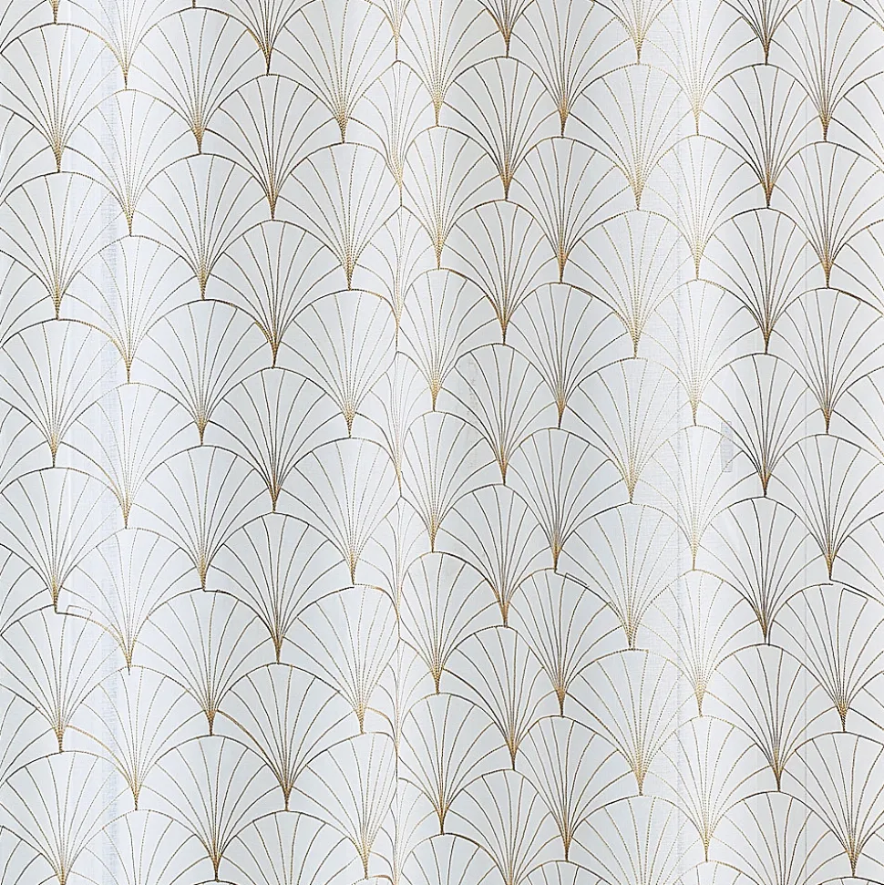 Paire de petits voilages brodés au style art déco (60x120 cm - Beige)