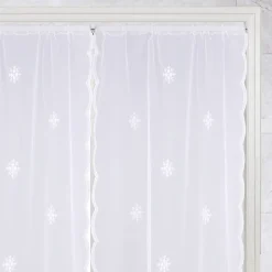 Paire de petits voilages motif flocons (90x160 cm - Blanc)