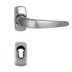 Paire de Poignée de Porte Sur Rosaces KLOSE "STELUS" + 2 Rosaces Cylindres couleur inox