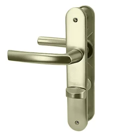 Paire de poignée porte toilette champagne aluminium à condamnation avec voyant 234 mm Bricard