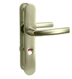 Paire de poignée porte toilette champagne aluminium à condamnation avec voyant 234 mm Bricard