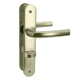 Paire de poignée porte toilette champagne aluminium à condamnation avec voyant 234 mm Bricard