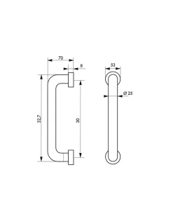 Paire de poignée pour porte battante, entr'axe 300mm, L 325mm, inox - THIRARD