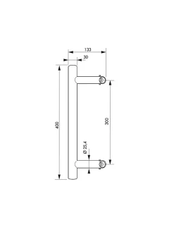 Paire de poignée pour porte battante, inox, entr'axe 400mm - THIRARD