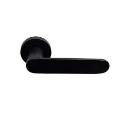 Paire de Poignées "A JOE" KLOSE besser sur Rosaces Rondes ALUMINIUM Noire - Bec de cane