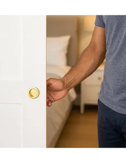 Paire de poignées cuvettes rondes encastrables pour porte coulissante, laitonné - THIRARD
