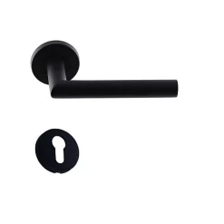 Paire de Poignées de Porte KLOSE besser Inox " ElsaN Noir Black Matt " Angle Vif - +1 Paire de rosaces cylindre