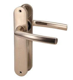 Paire de poignées plaques aluminium champagne 234 mm Bricard pour porte intérieur sans clés