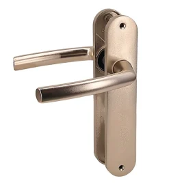 Paire de poignées plaques aluminium champagne 234 mm Bricard pour porte intérieur sans clés