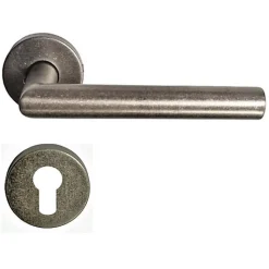 Paire de Poignées sur Rosaces "ANTIQUE ARGENT"- KLOSE besser Inox 304 SILVER - +1 Paire de rosaces cylindre