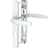 Paire de poignées étroite béquille blanc 233 mm Ensemble pour porte d'entrée Bricard Emetal