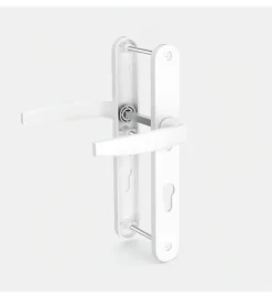 Paire de poignées étroite béquille blanc 233 mm Ensemble pour porte d'entrée Bricard Emetal