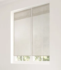 Paire de vitrage en lin avec finition soignée point clair - 45x90cm - Ecru