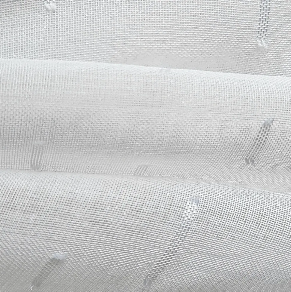 Paire de vitrage tamisant étamine passe-tringle rubans relevables blanc L.140 x l.60cm Dylrev
