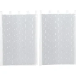 Paire de vitrage tamisant étamine à pattes effet fils coupés blanc L.60 x l.160cm Dylrev