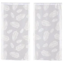 Paire de vitrage tamisant étamine passe-tringle imprimé gomme blanc L.160 x l.60cm Dylrev