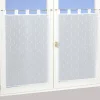 Paire de vitrage tamisant étamine à pattes effet fils coupés blanc L.200 x l.70cm Dylrev