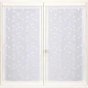 Paire de vitrage tamisant étamine passe-tringle broderie feuilles blanc L.90 x l.60cm Dylrev