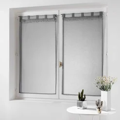 Paire de Voilages à Pompons "Poupette" 60x160cm Gris