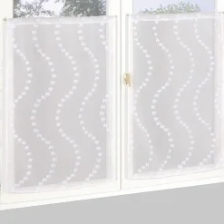 Paire de Voilages Blancs avec Petits Nœuds - 60x90cm, Finition Passe-Tringle