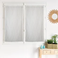 Paire de voilages brodée vague pour fenêtre (60x120 cm - Beige)