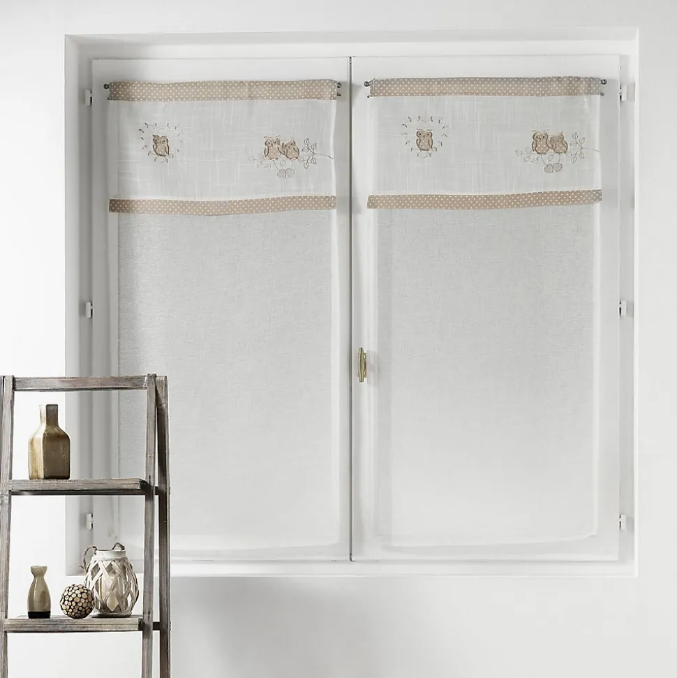 Paire de Voilages Brodés "Betty" 60x90cm Naturel