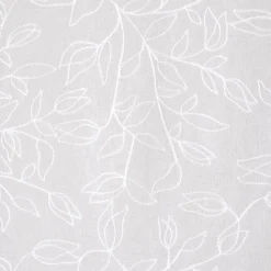 Paire de voilages brodés feuilles 60x160cm - Finition passe-tringle - Blanc.