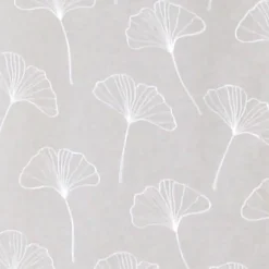 Paire de voilages brodés feuilles ginkgo 60x160cm, blanc, prêts à poser
