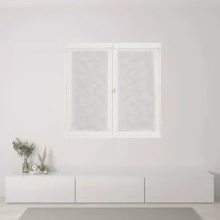 Paire de Voilages Écrus Effet Lin Imprimé Gomme 60x90cm.